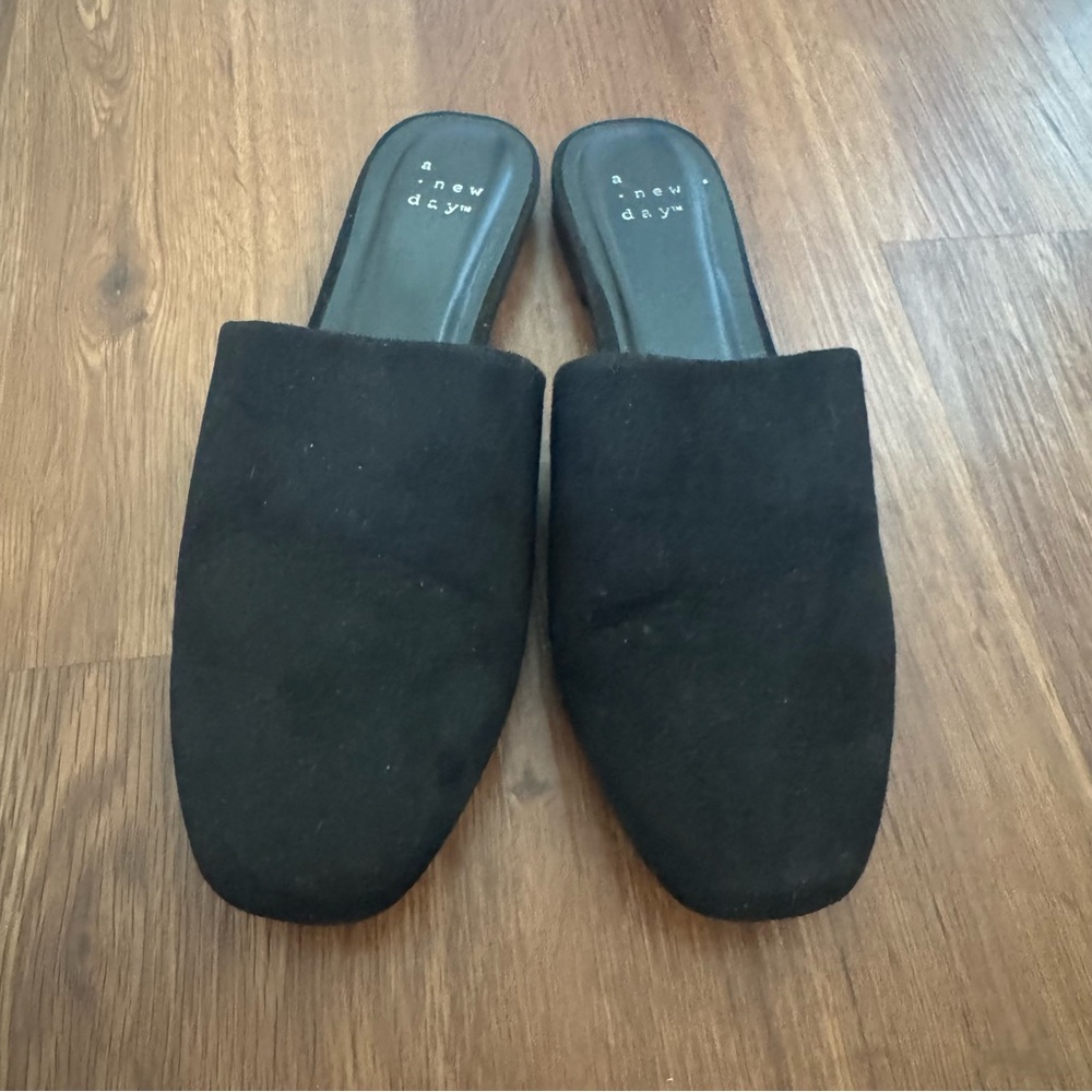 A New Day Black Suede Mules - Size 8